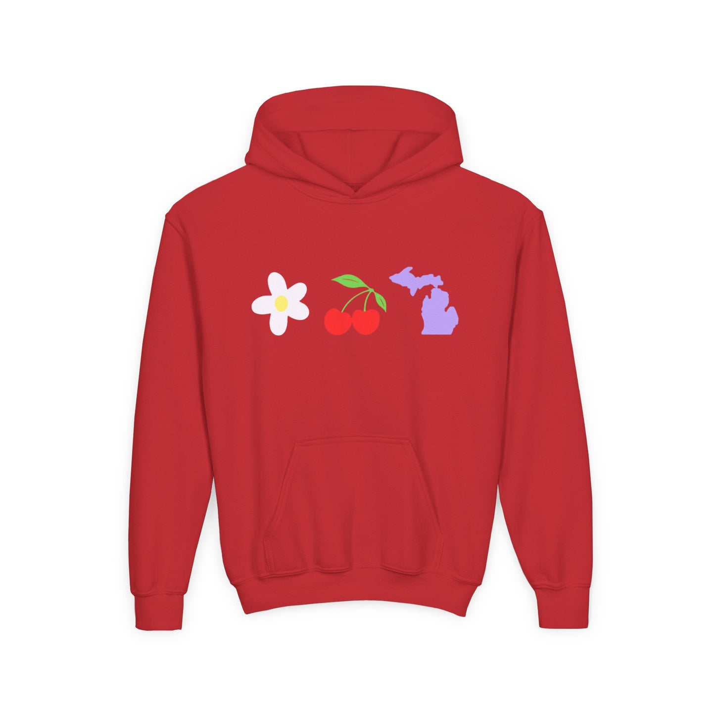 Youth Michigan Flower Cherry Hoodie
