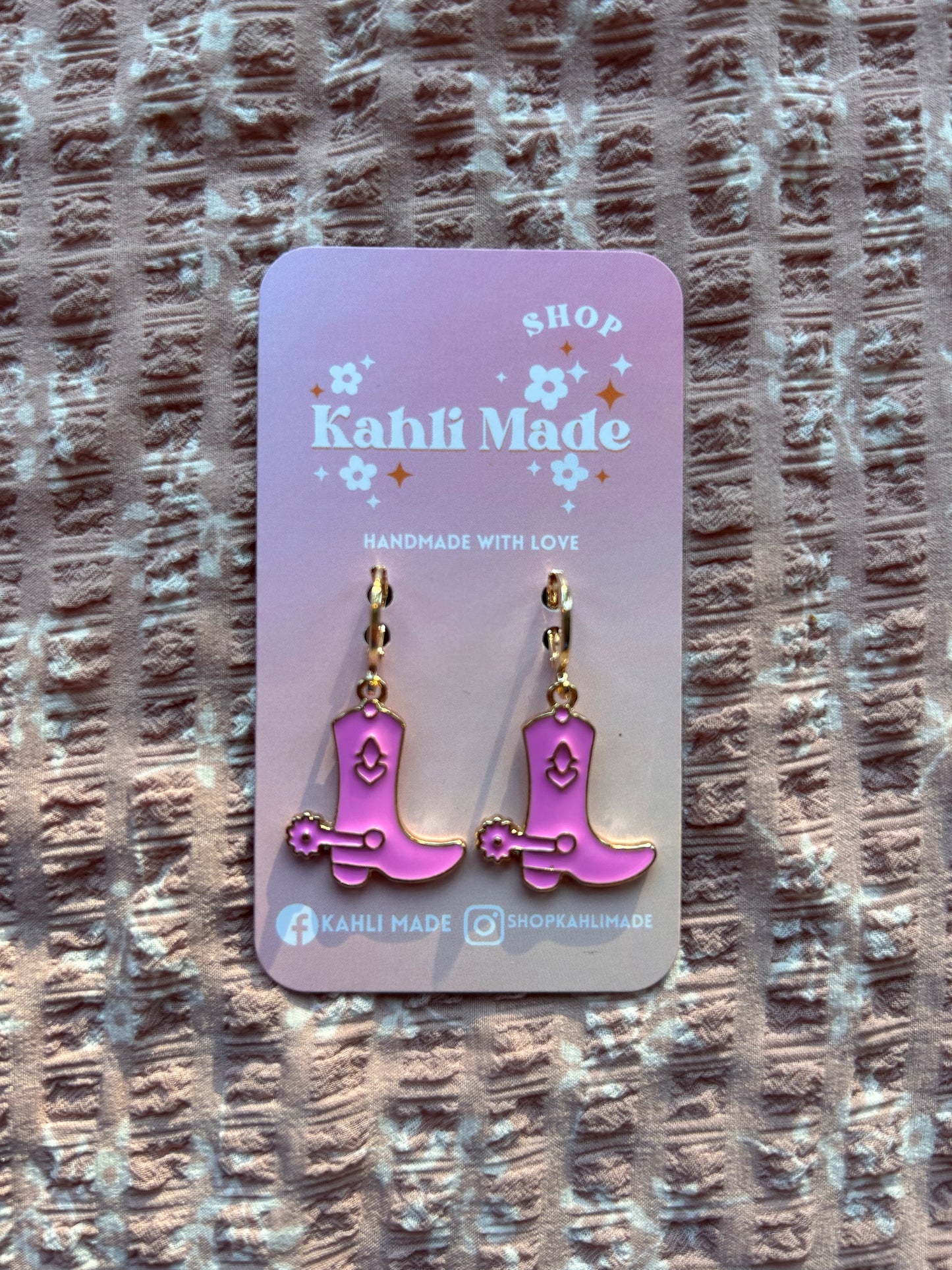 Pink Rodeo Huggie Hoops