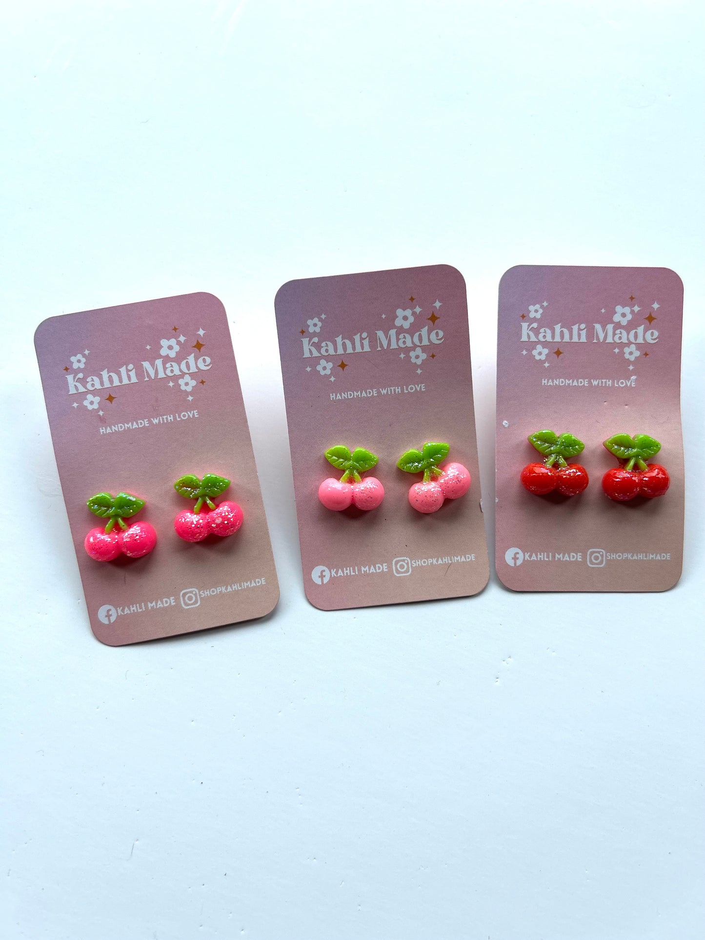 Glitter Cherry Studs