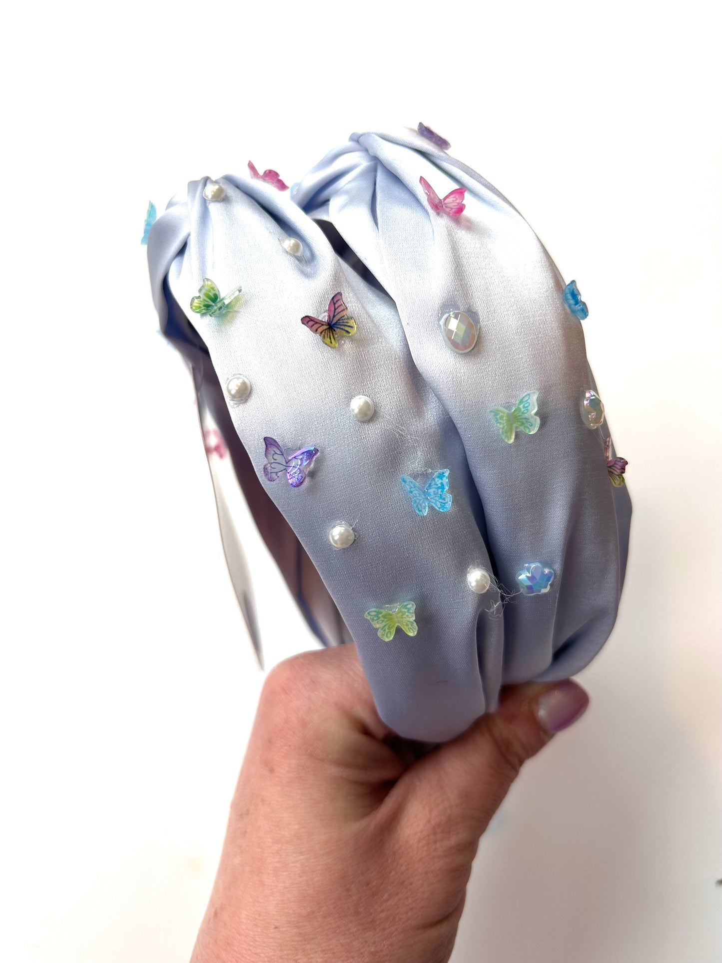 Satin Butterfly Gem Headband