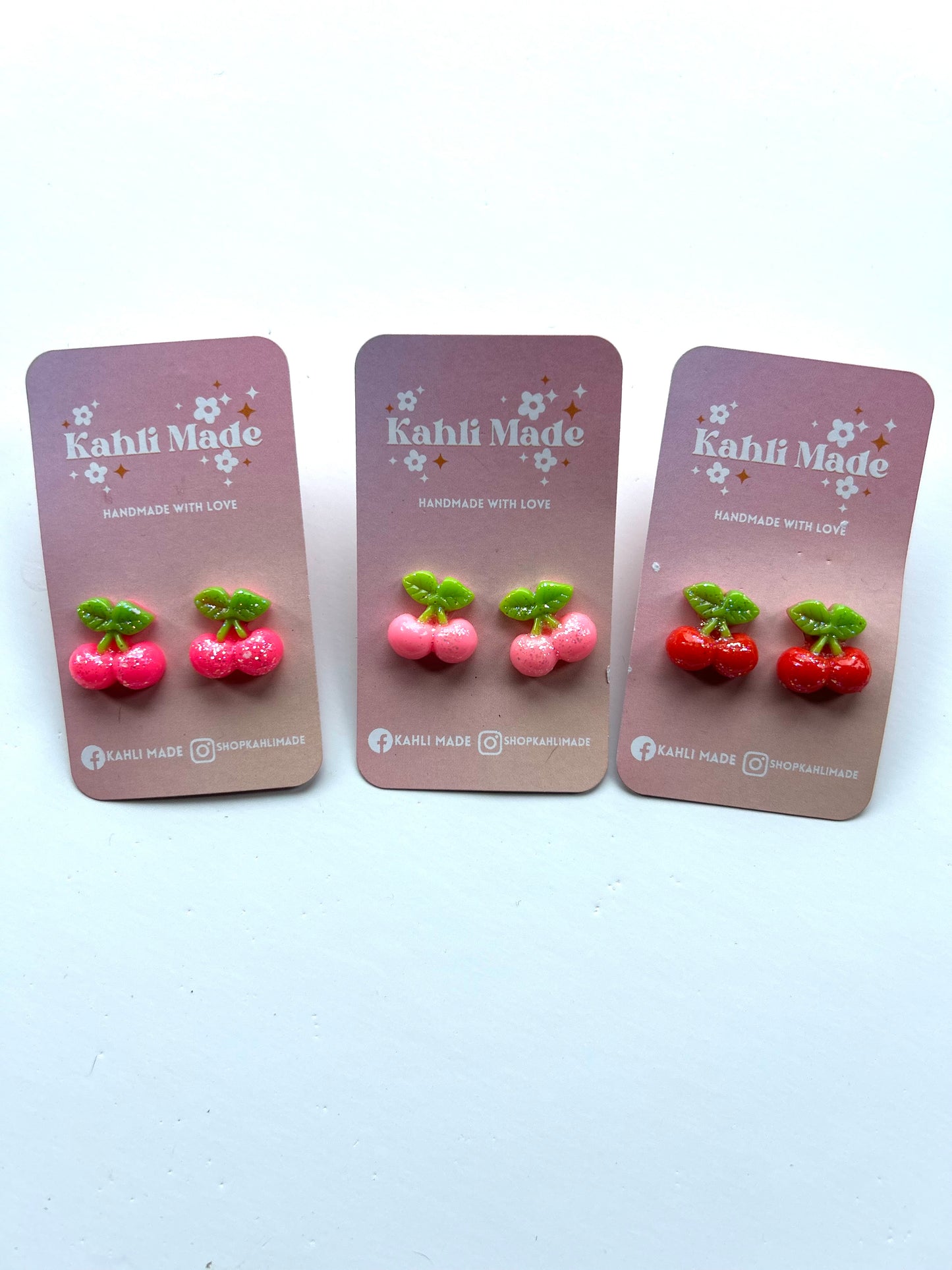 Glitter Cherry Studs