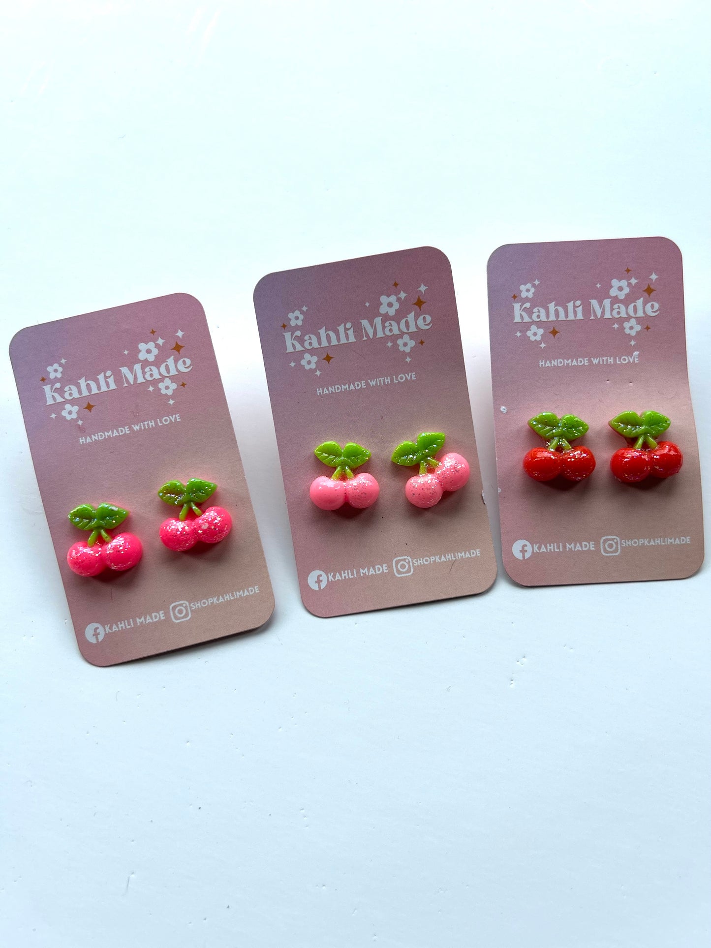 Glitter Cherry Studs