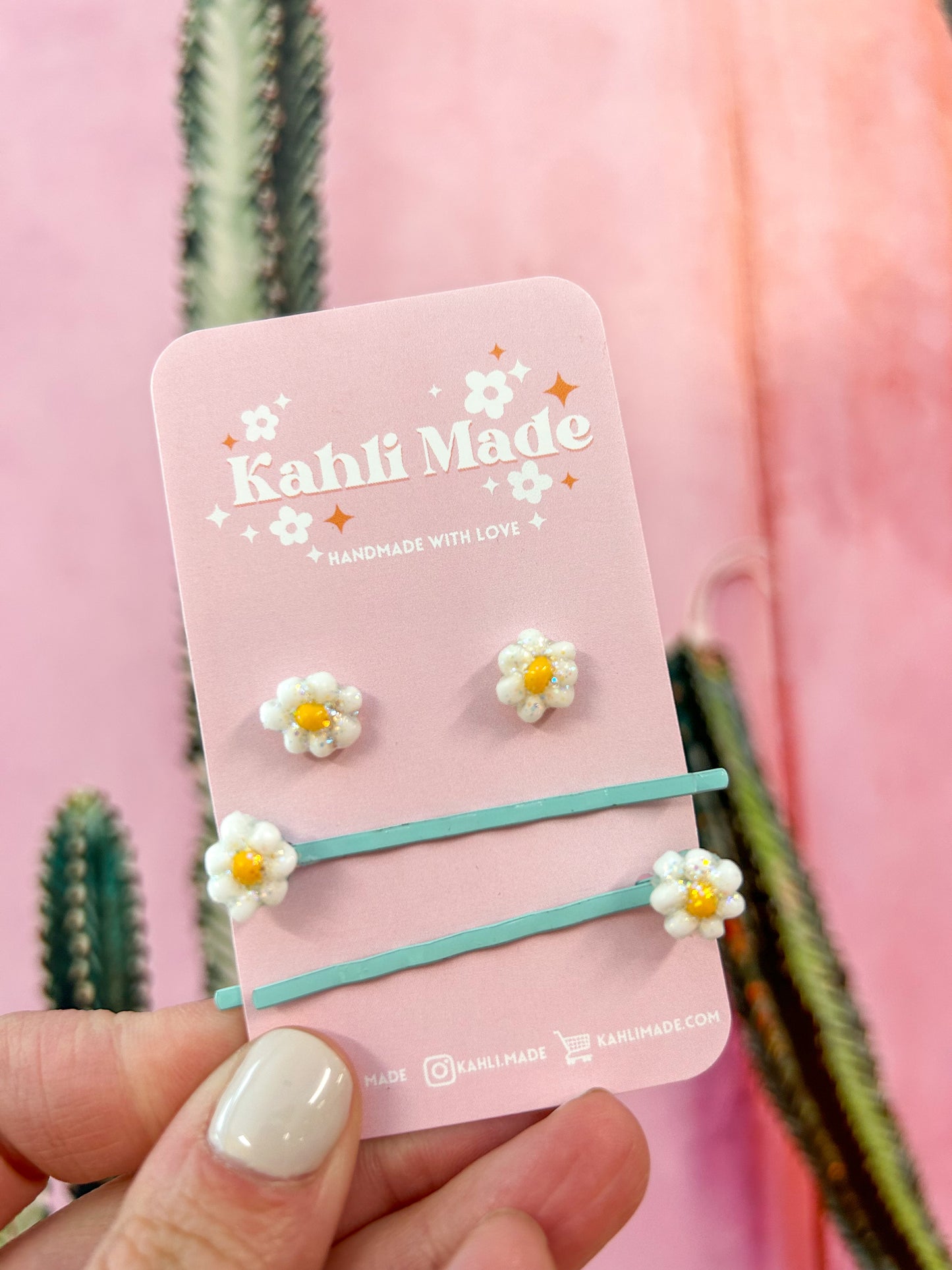 ✨Glitter✨ Flower Studs + Bobbies Set