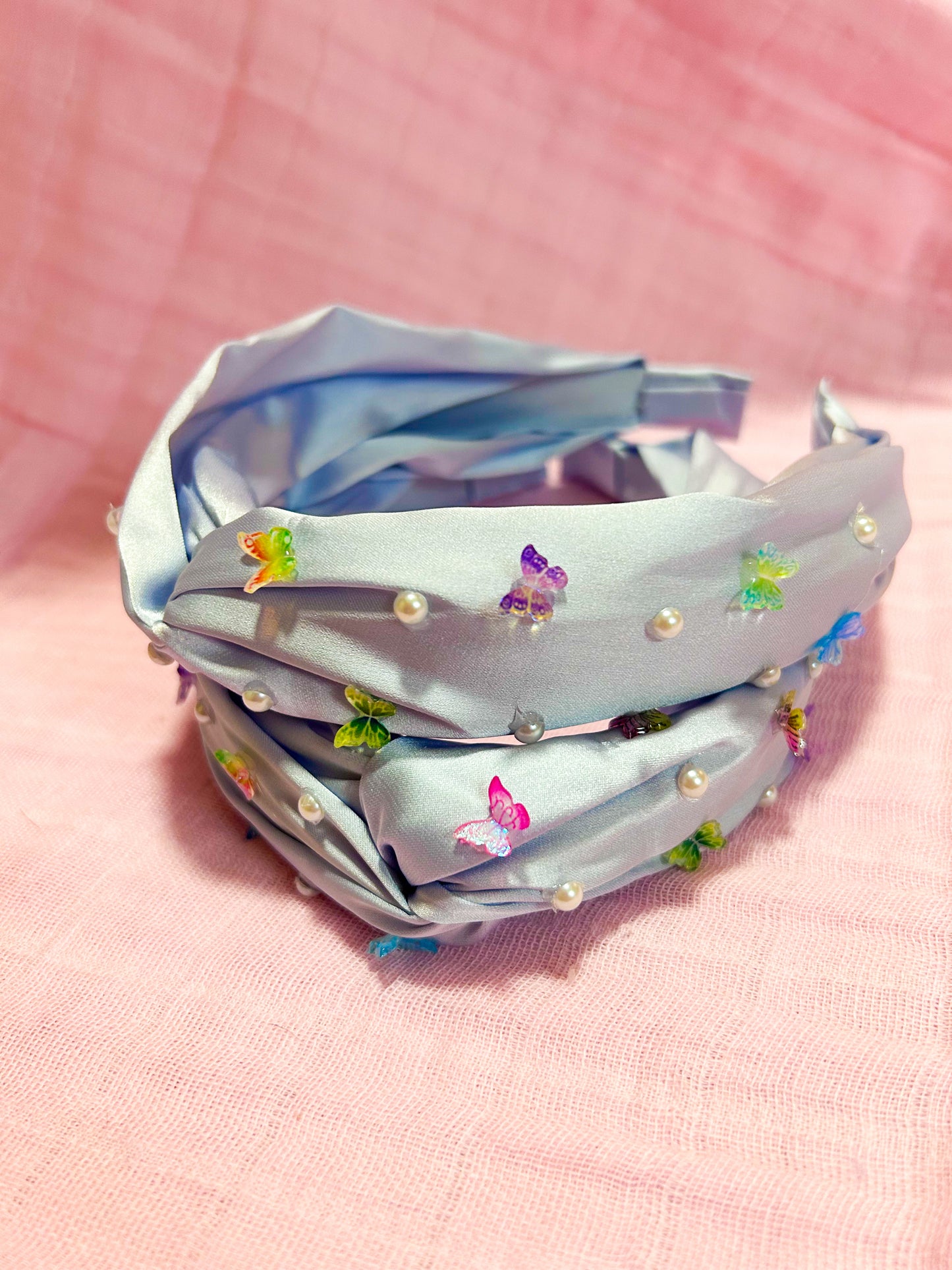 Satin + Pearl Butterfly Headband