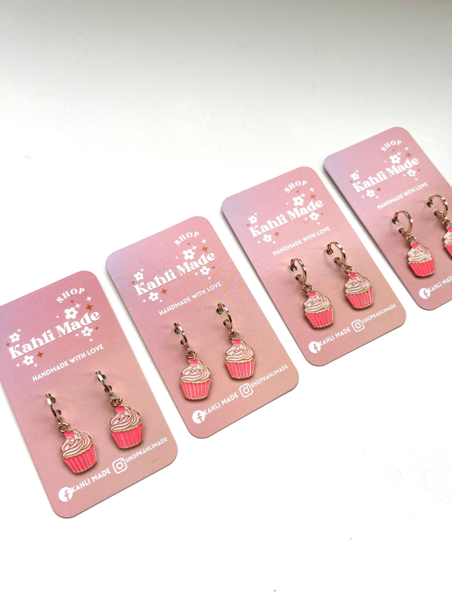 Hot Pink Cupcake Huggie Hoops