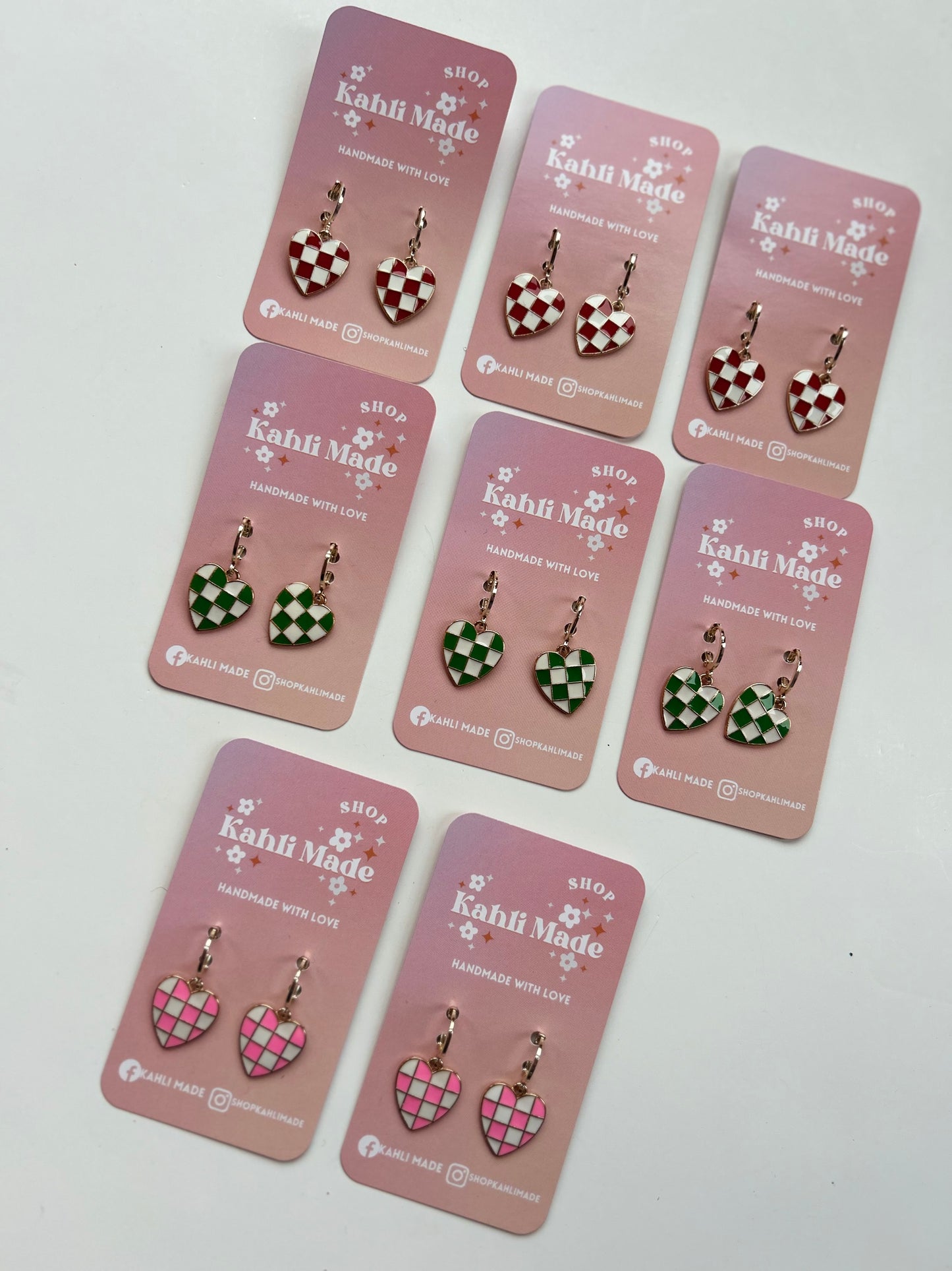 Christmas Checkered Heart Dangles