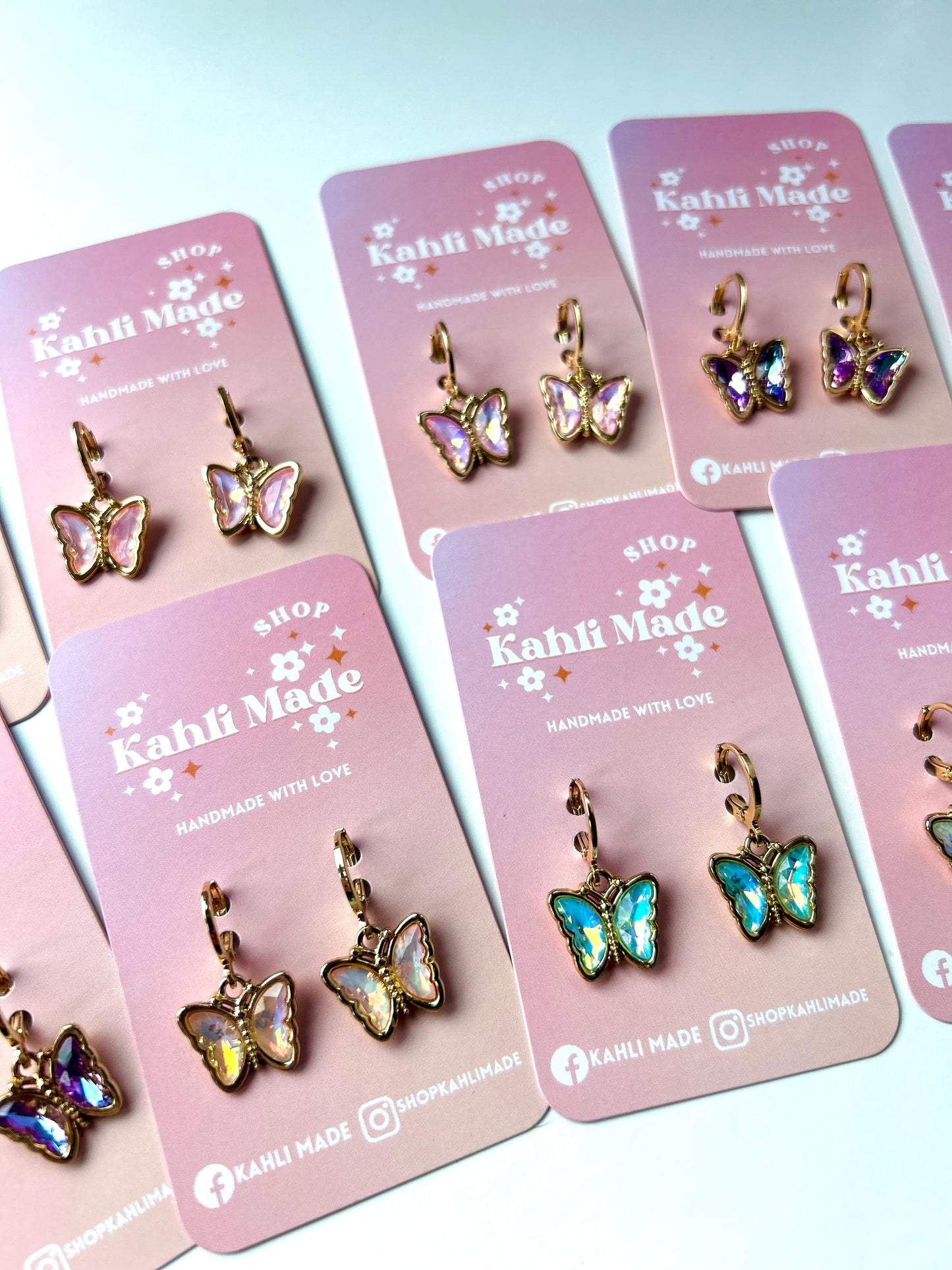 18k Gold Crystal Butterfly Huggie Hoops