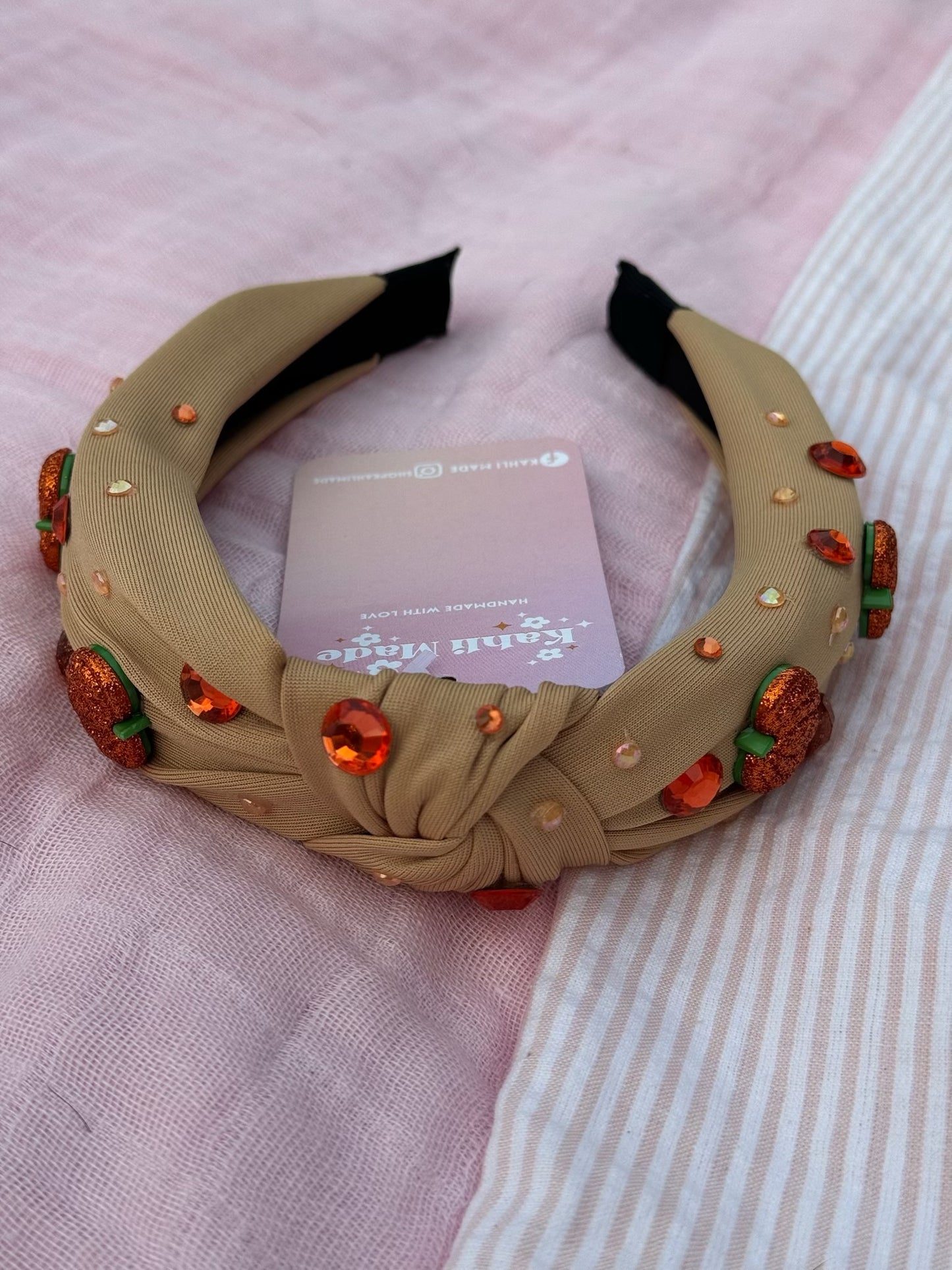 Glitter Pumpkin Knotted Headband