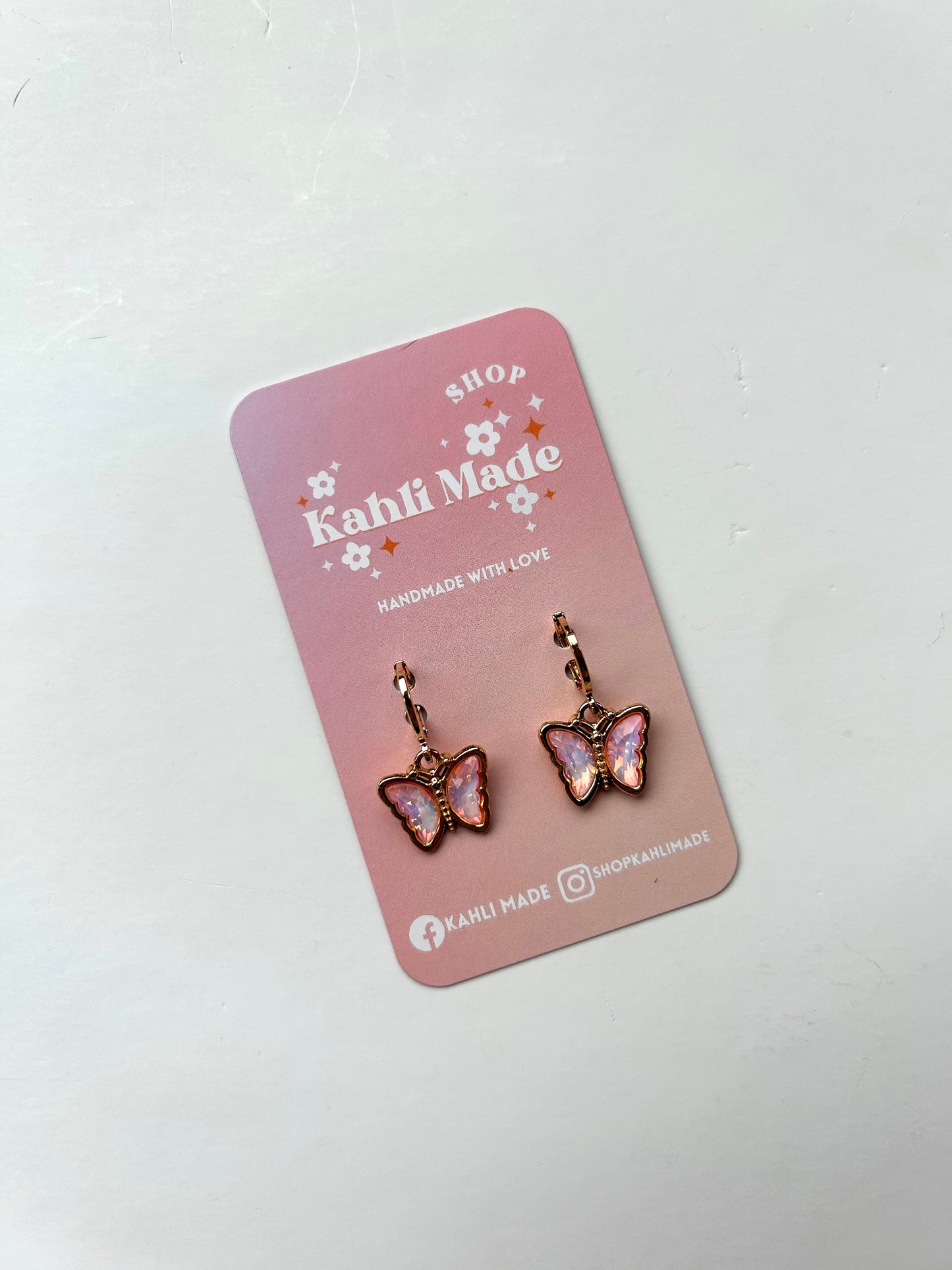 18k Gold Crystal Butterfly Huggie Hoops