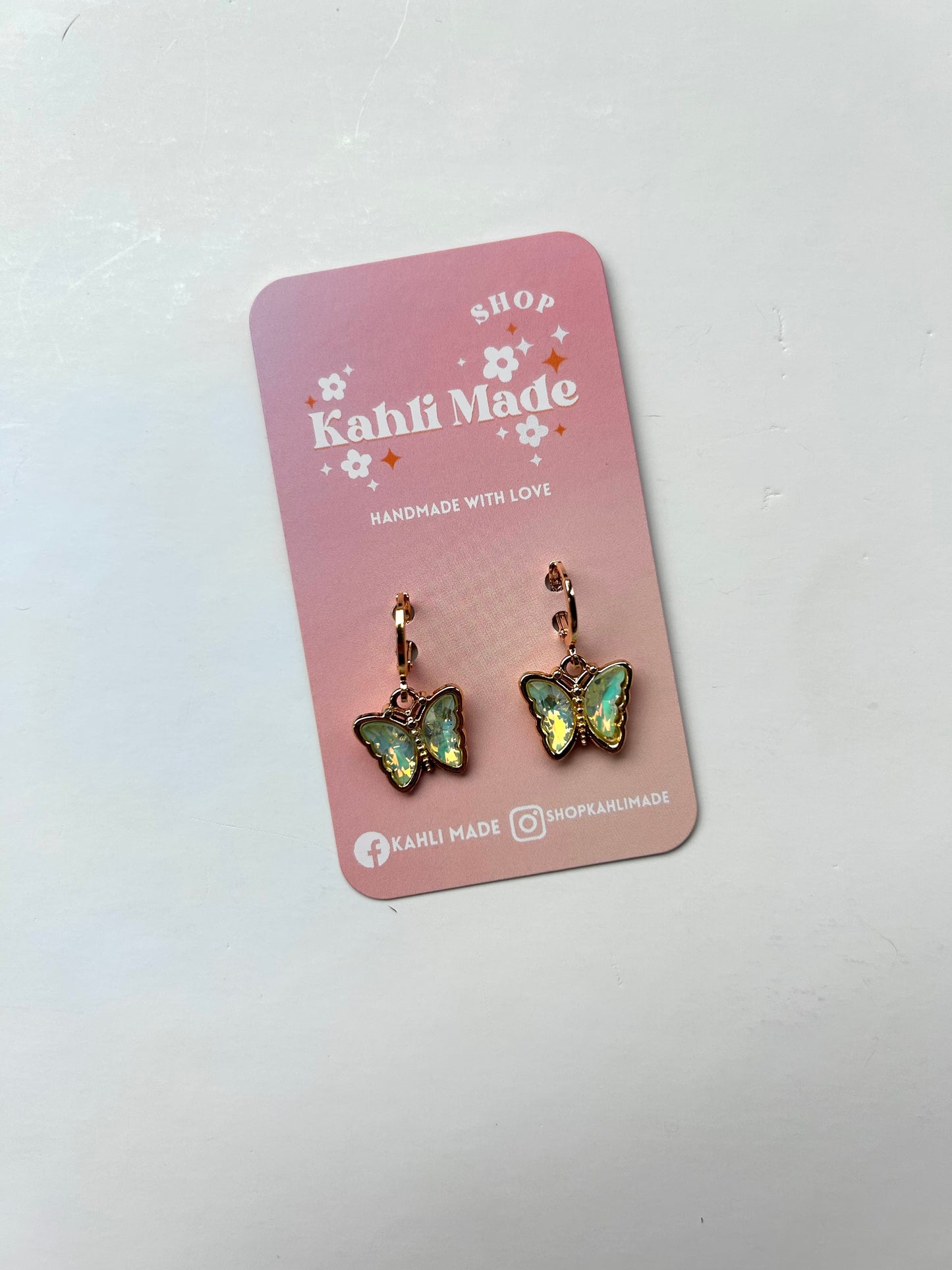 18k Gold Crystal Butterfly Huggie Hoops