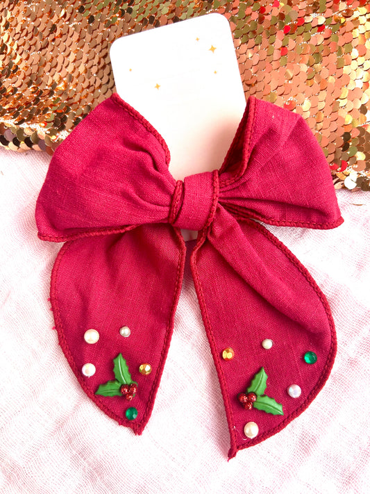 Burgundy Holly Bow