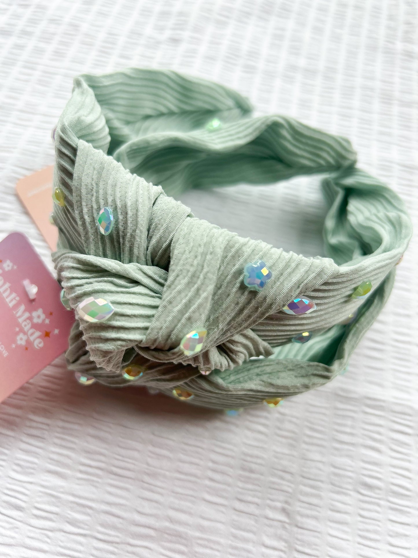 Sage Gem Knotted Headband